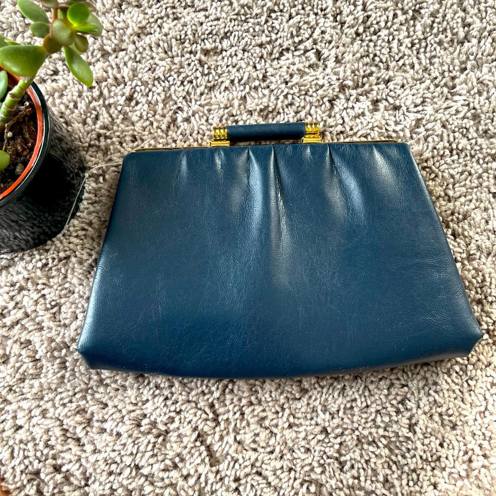 Vintage Mid Century Navy Handbag
